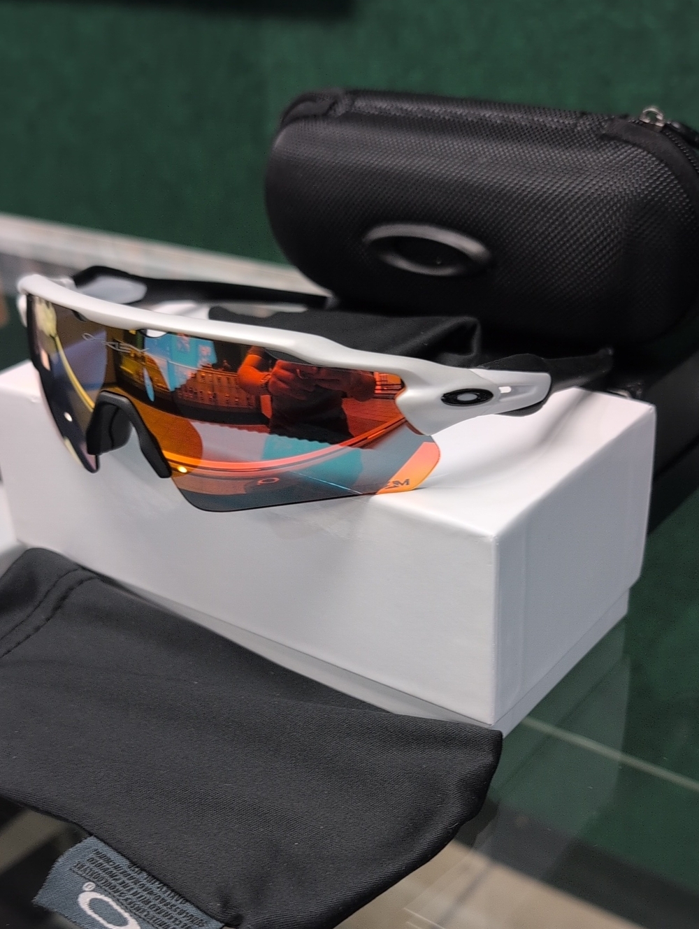 Authentic Oakley White Frame Sunglasses with Orange-Red Prizm Lens BRAND NEW